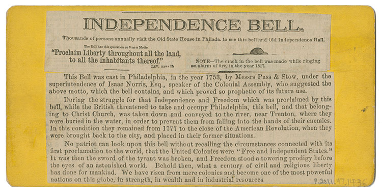 James Cremer, Old Liberty Bell &ndash; 1776, ca. 1873.